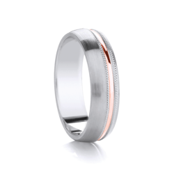 Traditional Court Two Tone Wedding band with Insert in Comfort fit. - HEERA DIAMONDS