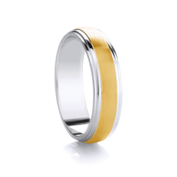 Traditional Court Two Tone Wedding band with Insert in Comfort fit. - HEERA DIAMONDS