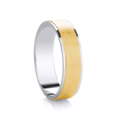 Traditional Court Two Tone Wedding band with Insert in Comfort fit. - HEERA DIAMONDS