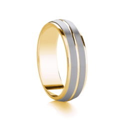 Traditional Court Two Tone Wedding band with Insert in Comfort fit. - HEERA DIAMONDS