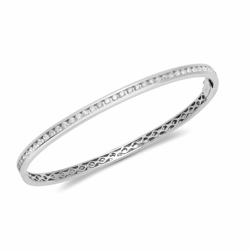 DIAMOND 1.00CT CHANNEL SETTING BANGLE IN 9K WHITE GOLD - HEERA DIAMONDS