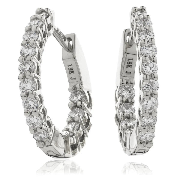 DIAMOND CLAW SETTING HOOP EARRINGS IN 18K WHITE GOLD - HEERA DIAMONDS