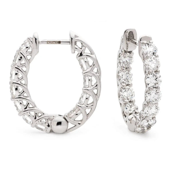 DIAMOND CLAW SETTING HOOP EARRINGS IN 18K WHITE GOLD - HEERA DIAMONDS
