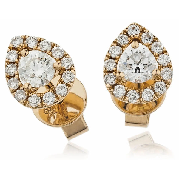 ROSE GOLD OVAL SHAPE HALO DIAMOND EARRING - HEERA DIAMONDS