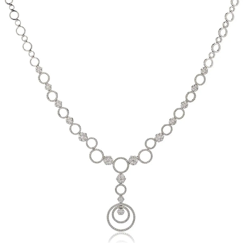 Round Cluster Drop Necklace - HEERA DIAMONDS