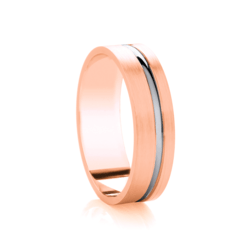 Traditional Court Two Tone Wedding band with Insert in Comfort fit. - HEERA DIAMONDS