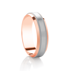 Traditional Court Two Tone Wedding band with Insert in Comfort fit. - HEERA DIAMONDS