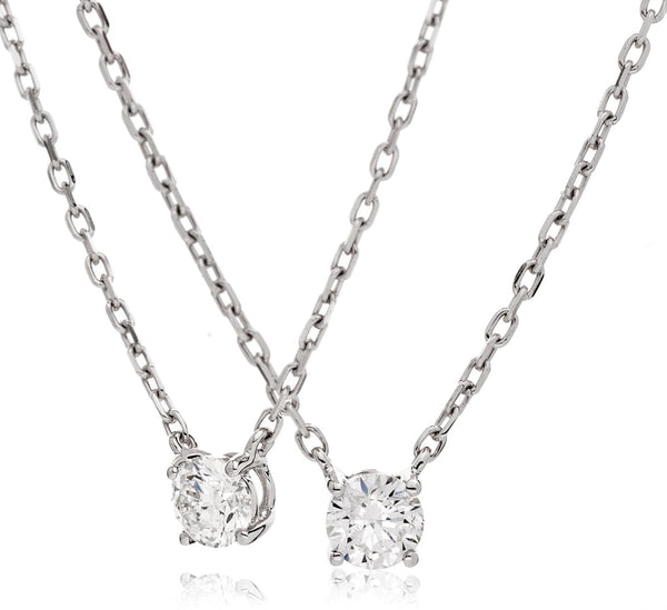 Round Cut Solitaire Diamond in Four Claw Setting Open Pendant - HEERA DIAMONDS