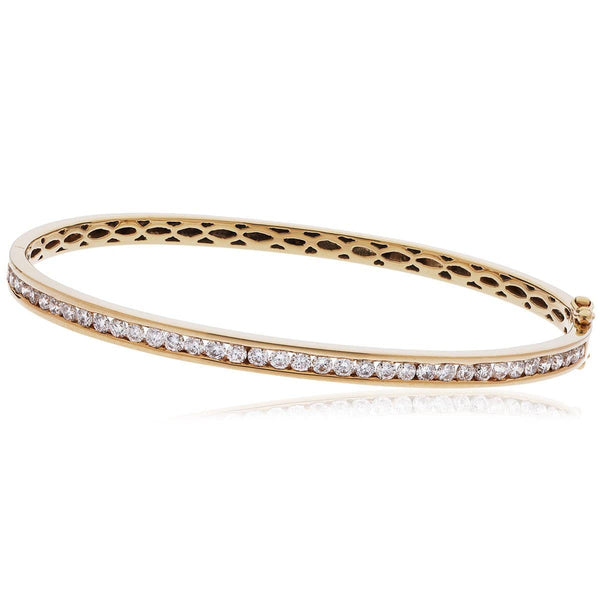 DIAMOND CHANNEL HALF SETTING BANGLE IN 18K ROSE GOLD - HEERA DIAMONDS