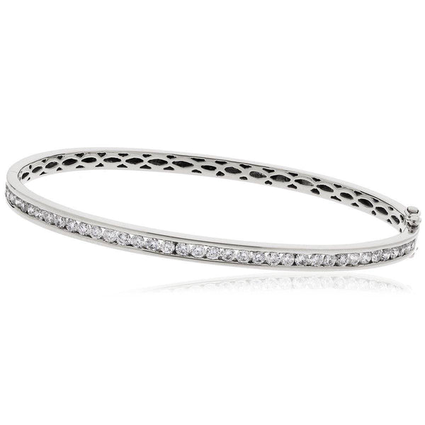 DIAMOND CHANNEL HALF SETTING BANGLE IN 18K WHITE GOLD - HEERA DIAMONDS