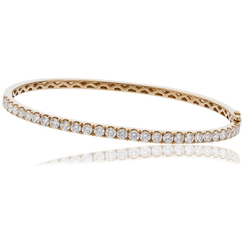 DIAMOND HALF SET BANGLE IN 18K ROSE GOLD - HEERA DIAMONDS