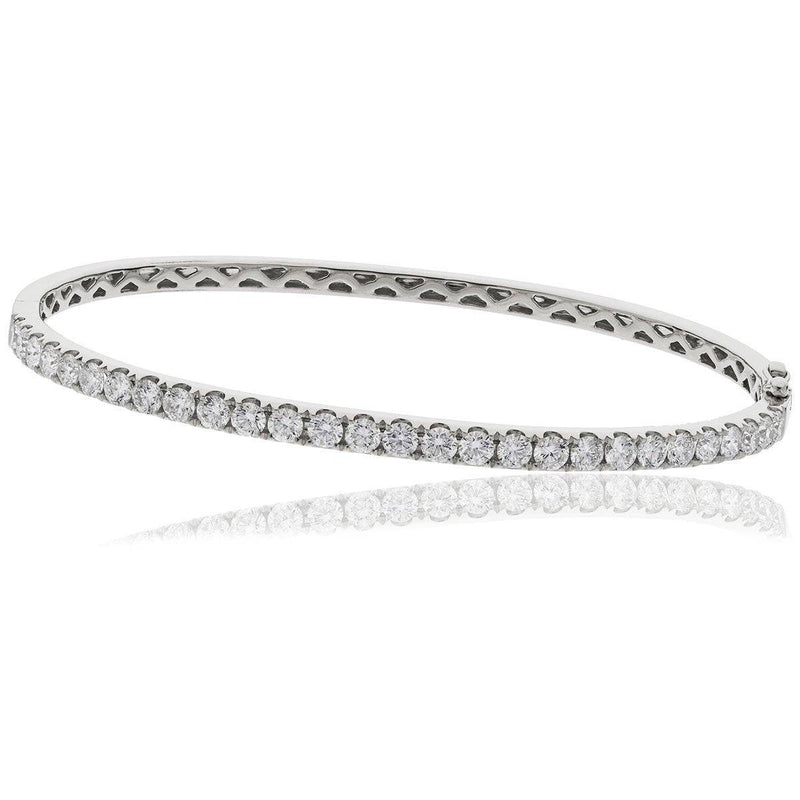 DIAMOND HALF SET BANGLE IN 18K WHITE GOLD - HEERA DIAMONDS