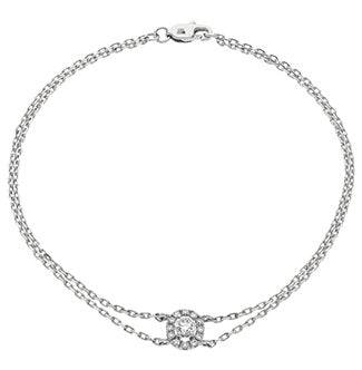 Round Diamond Oval Halo Chain Bracelet - HEERA DIAMONDS