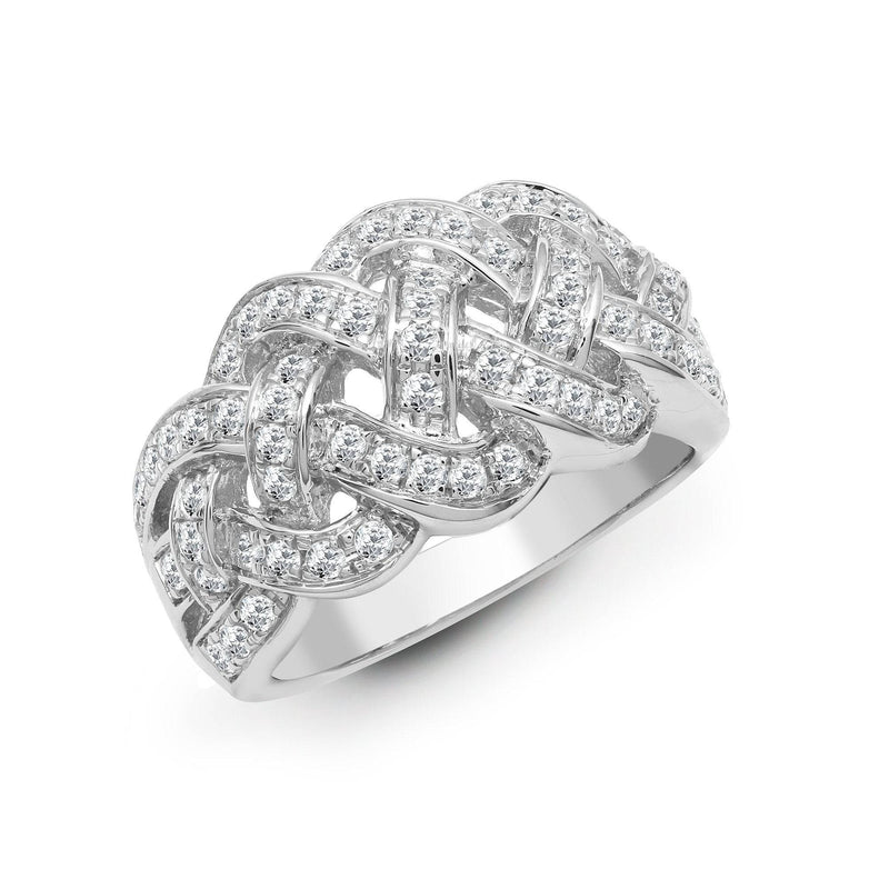 18ct White 1.12ct Diamond Plaited Ring - HEERA DIAMONDS