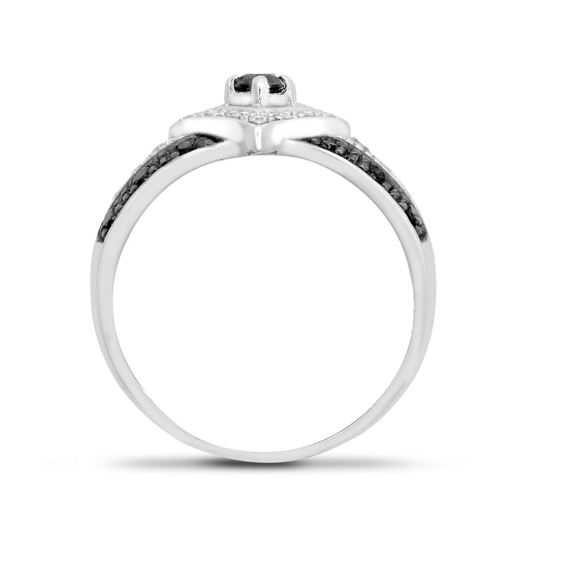 9ct White Gold Diamond And Black Diamond Ring - HEERA DIAMONDS