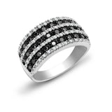 9ct White Gold Diamond And Black Diamond Ring - HEERA DIAMONDS