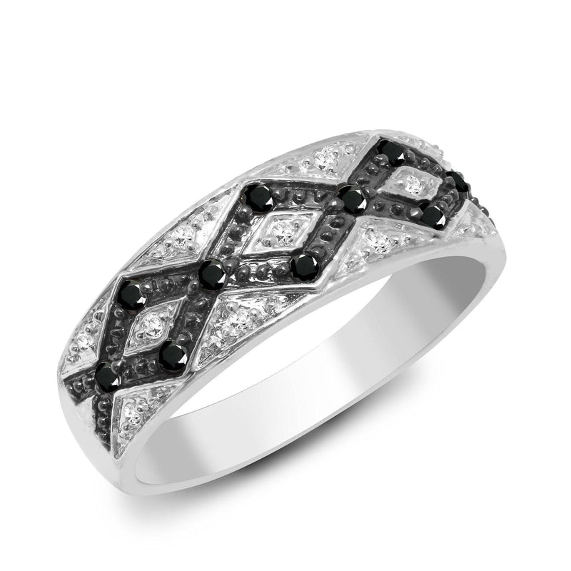 9ct White Gold Diamond And Black Diamond Ring - HEERA DIAMONDS