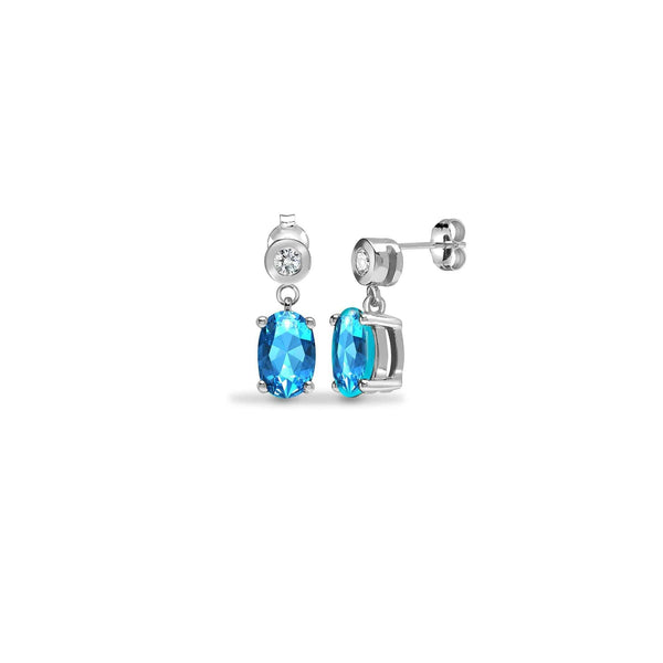 AQUAMARINE DROP EARRINGS IN 9K WHITE GOLD - HEERA DIAMONDS