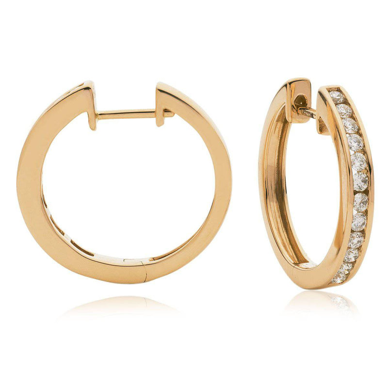 DIAMOND CHANNEL SETTING HOOP EARRINGS IN 18K ROSE GOLD - HEERA DIAMONDS