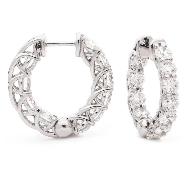 DIAMOND CLAW SET HOOP EARRINGS IN 18K WHITE GOLD - HEERA DIAMONDS