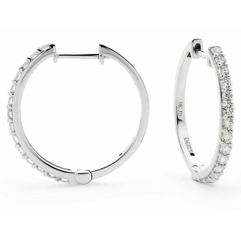 DIAMOND CLAW SET HOOP EARRINGS IN 18K WHITE GOLD - HEERA DIAMONDS