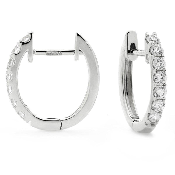 DIAMOND CLAW SET HOOP EARRINGS IN 18K WHITE GOLD - HEERA DIAMONDS