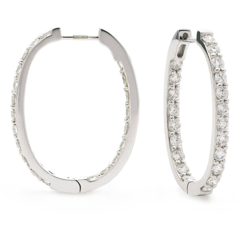 DIAMOND CLAW SET HOOP EARRINGS IN 18K WHITE GOLD - HEERA DIAMONDS