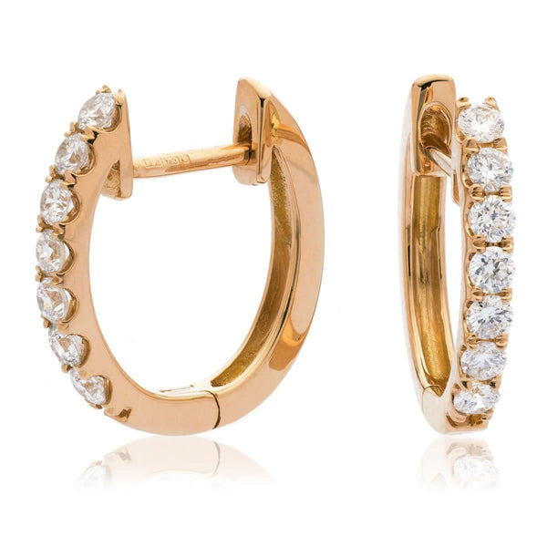 DIAMOND CLAW SETTING HOOP EARRINGS IN 18K ROSE GOLD - HEERA DIAMONDS