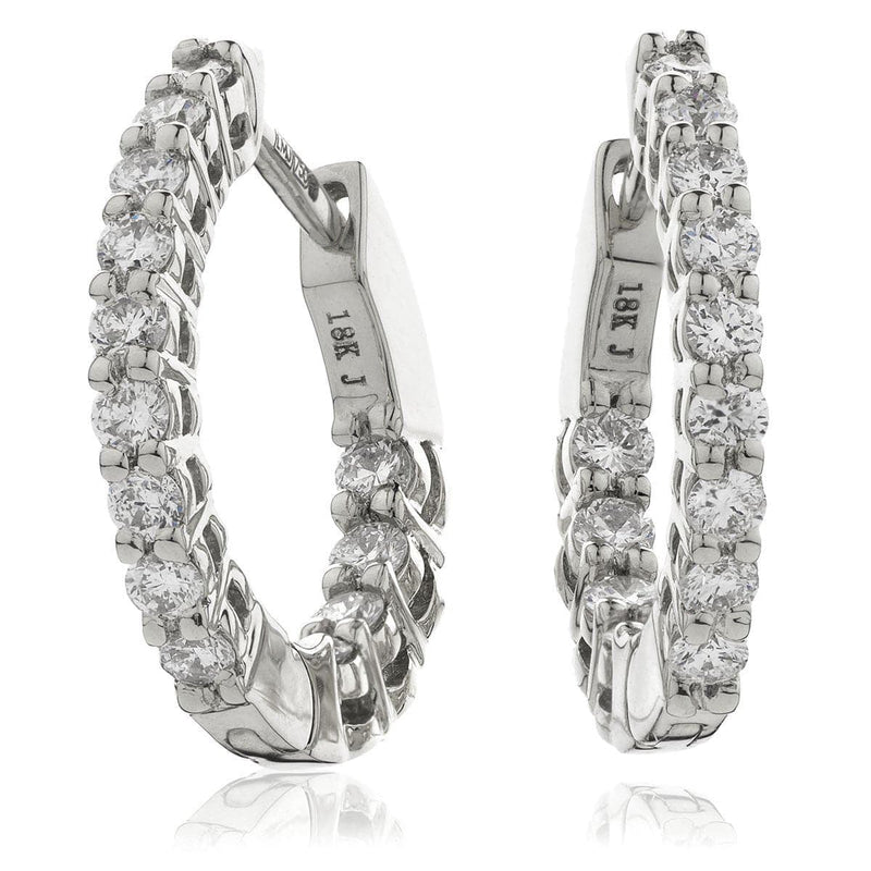 DIAMOND CLAW SETTING HOOP EARRINGS IN 18K WHITE GOLD - HEERA DIAMONDS