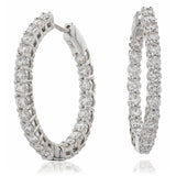 DIAMOND CLAW SETTING HOOP EARRINGS IN 18K WHITE GOLD - HEERA DIAMONDS