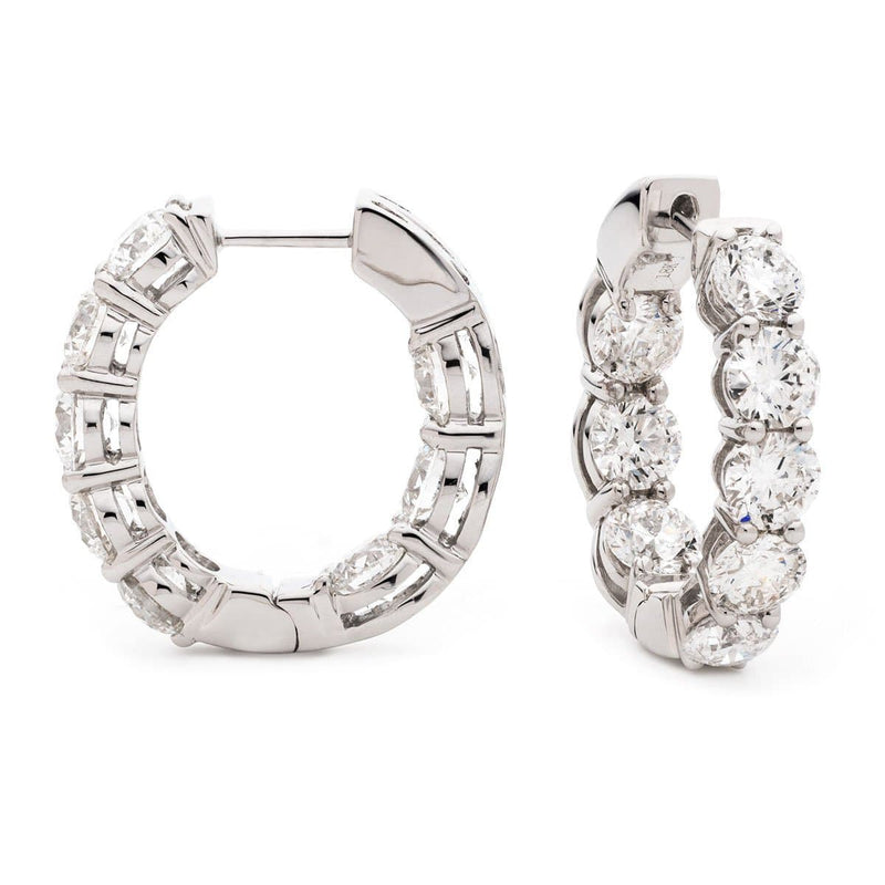 DIAMOND CLAW SETTING HOOP EARRINGS IN 18K WHITE GOLD - HEERA DIAMONDS