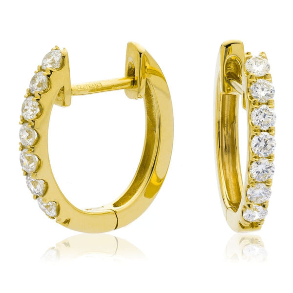 DIAMOND CLAW SETTING HOOP EARRINGS IN 18K YELLOW GOLD - HEERA DIAMONDS