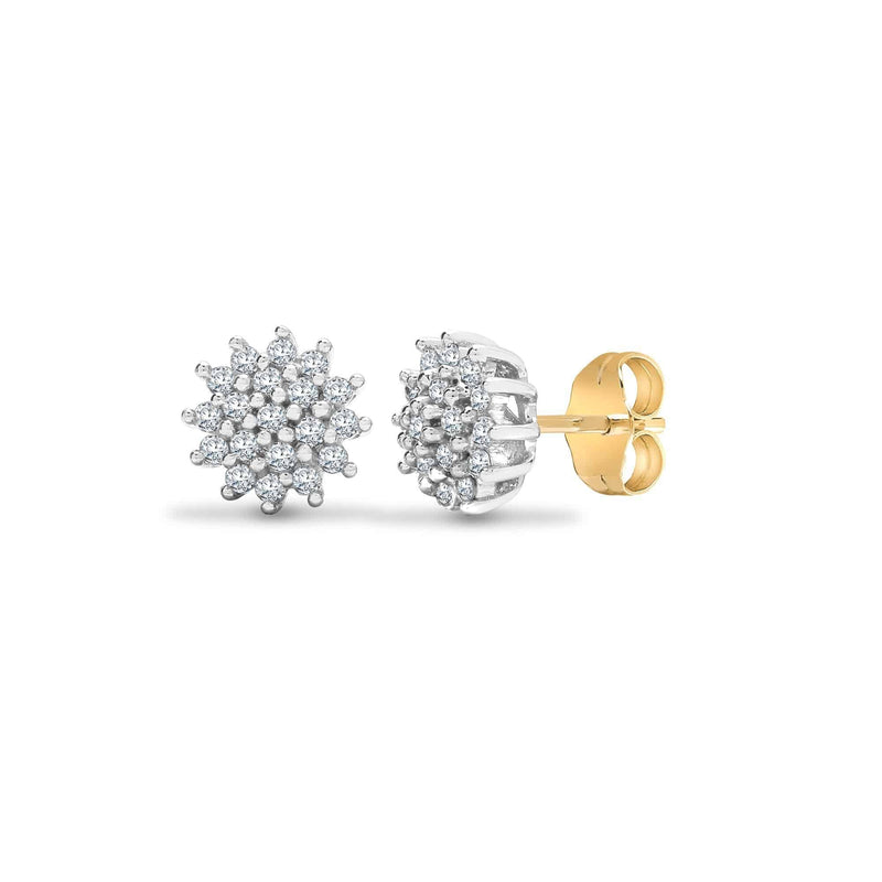 DIAMOND CLUSTER STUD EARRINGS IN 9K WHITE GOLD - HEERA DIAMONDS