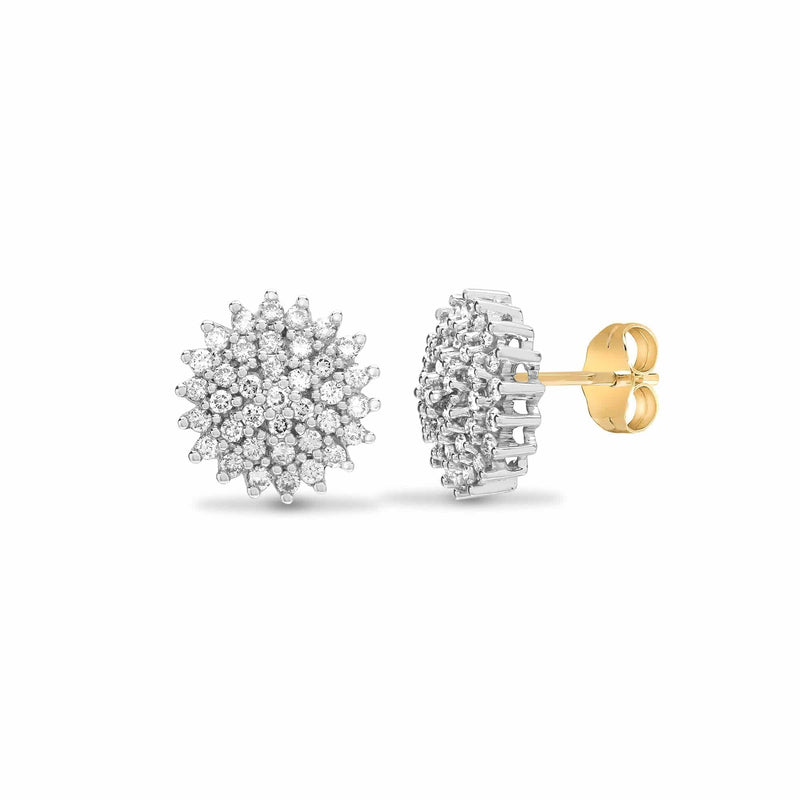 DIAMOND CLUSTER STUD EARRINGS IN 9K YELLOW GOLD - HEERA DIAMONDS