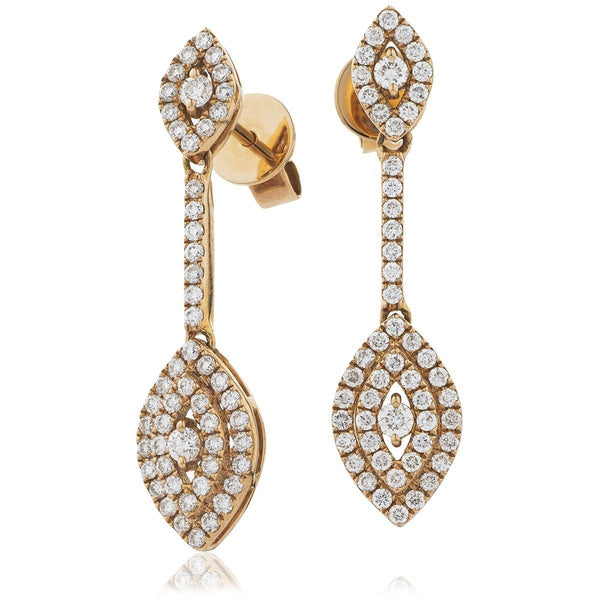 DIAMOND DROP EARRINGS IN 18K ROSE GOLD - HEERA DIAMONDS