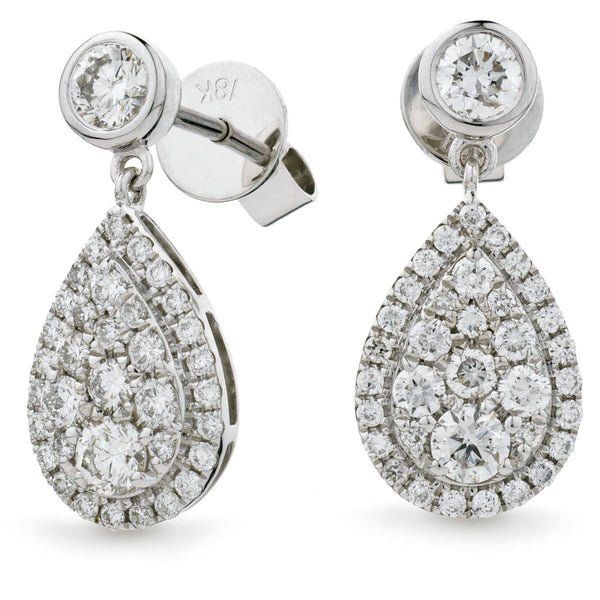 DIAMOND DROP EARRINGS IN 18K WHITE GOLD - HEERA DIAMONDS