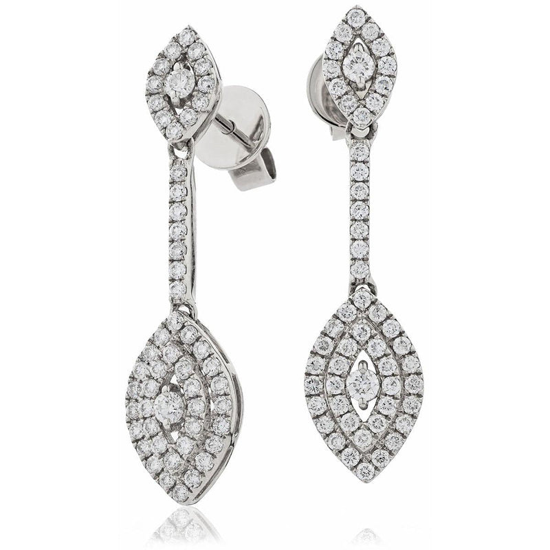 DIAMOND DROP EARRINGS IN 18K WHITE GOLD - HEERA DIAMONDS