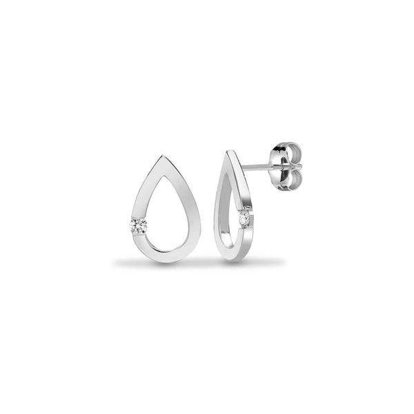 DIAMOND DROP-SHAPED STUD EARRINGS IN 9K WHITE GOLD - HEERA DIAMONDS