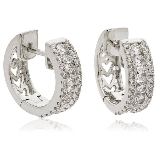 DIAMOND FANCY HOOP EARRINGS IN 18K WHITE GOLD - HEERA DIAMONDS