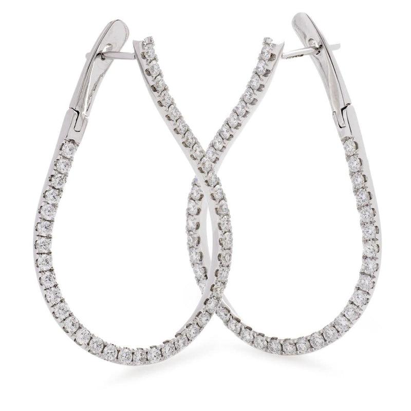 DIAMOND FANCY HOOP EARRINGS IN 18K WHITE GOLD - HEERA DIAMONDS