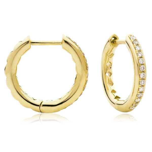 DIAMOND GRAIN SETTING HOOP EARRINGS IN 18K YELLOW GOLD - HEERA DIAMONDS