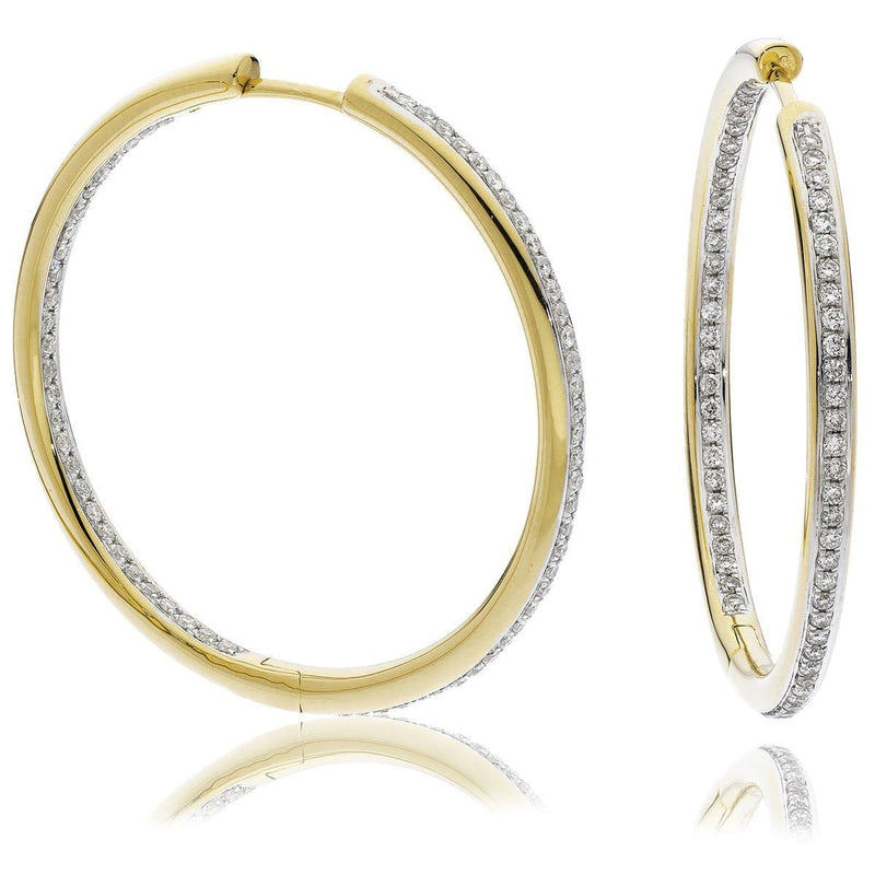 DIAMOND GRAIN SETTING HOOPS IN 18K YELLOW GOLD - HEERA DIAMONDS