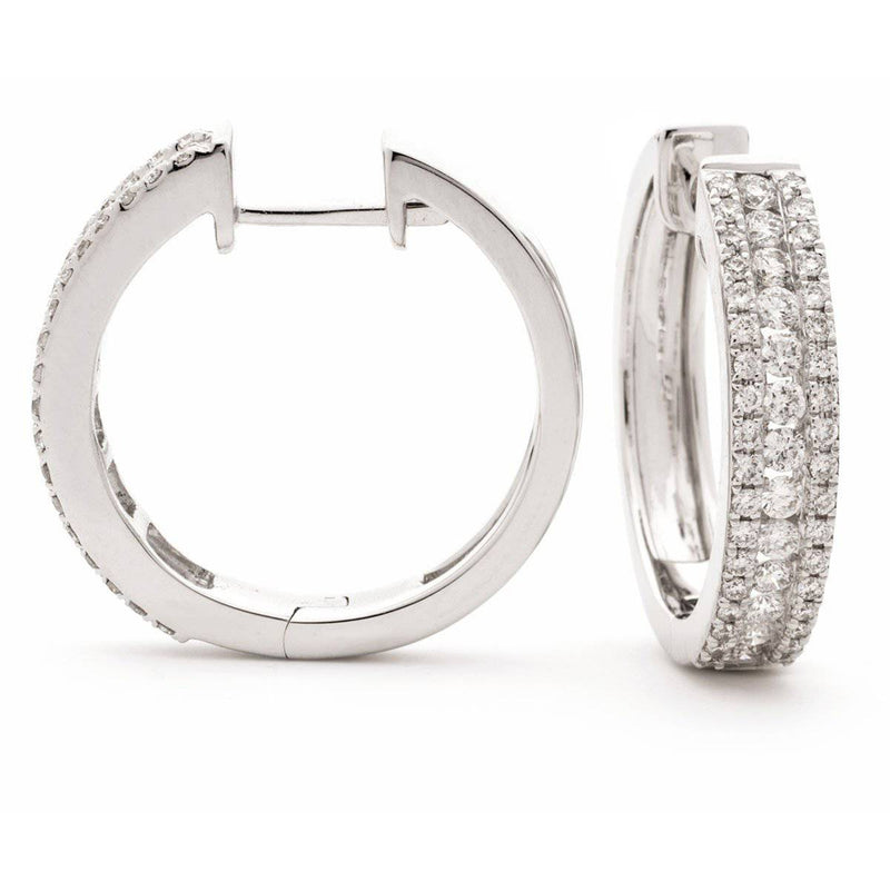 DIAMOND IN & OUT HOOP EARRINGS IN 18K WHITE GOLD - HEERA DIAMONDS