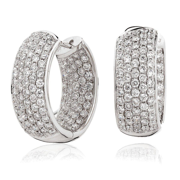 DIAMOND PAVE SETTING HOOP EARRING IN 18K WHITE GOLD - HEERA DIAMONDS