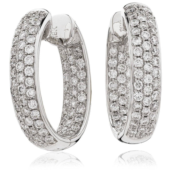 DIAMOND PAVE SETTING HOOP EARRINGS IN 18K WHITE GOLD - HEERA DIAMONDS