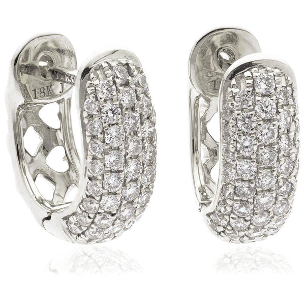 DIAMOND PAVE SETTING HOOP EARRINGS IN 18K WHITE GOLD - HEERA DIAMONDS