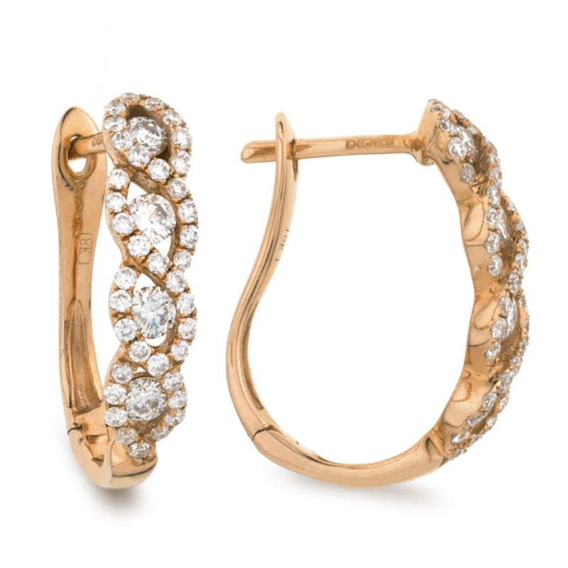 DIAMOND WAVE SET HOOP EARRINGS IN 18K ROSE GOLD - HEERA DIAMONDS