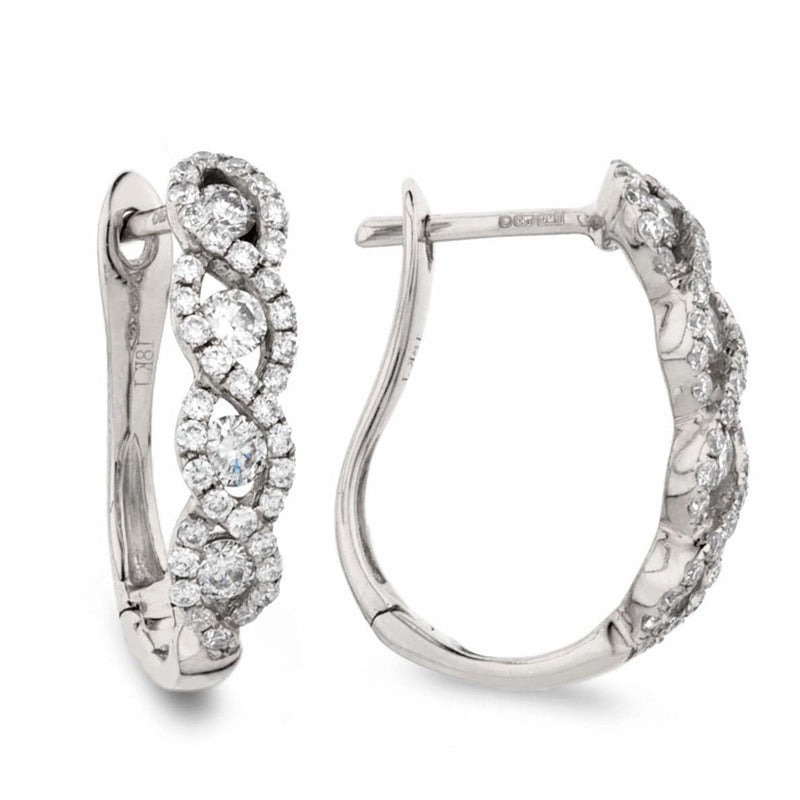 DIAMOND WAVE SETTING HOOP EARRINGS IN 18K WHITE GOLD - HEERA DIAMONDS