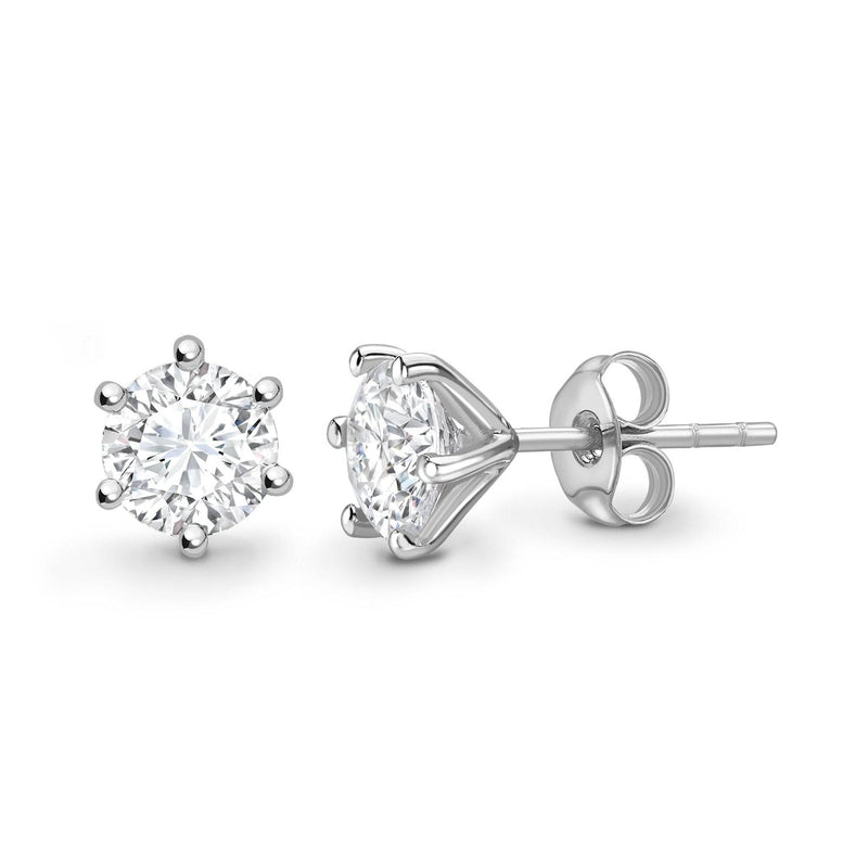 Erista ROUND BRILLIANT DIAMOND SOLITAIRE SIX CLAW STUD EARRINGS - HEERA DIAMONDS