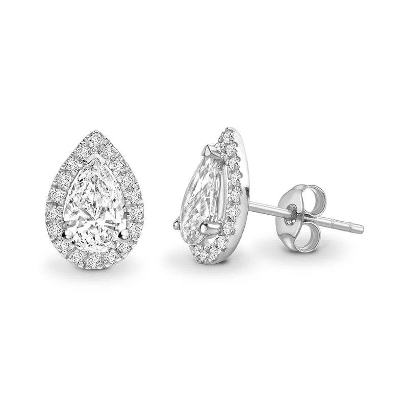 PEAR DIAMOND HALO STUD EARRINGS - HEERA DIAMONDS